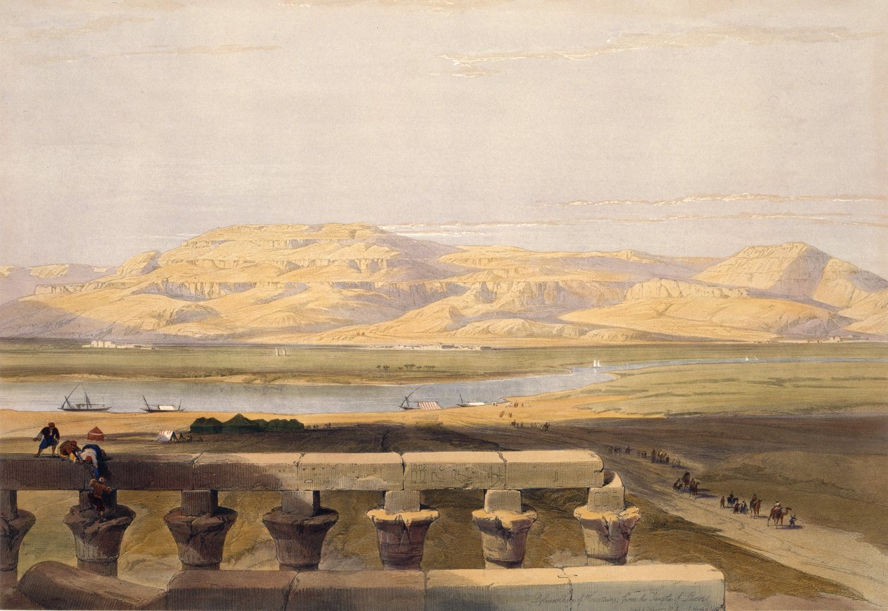 Catena montuosa libica dal Tempio di Luxor, da Egitto e Nubia, Vol.1 da David Roberts