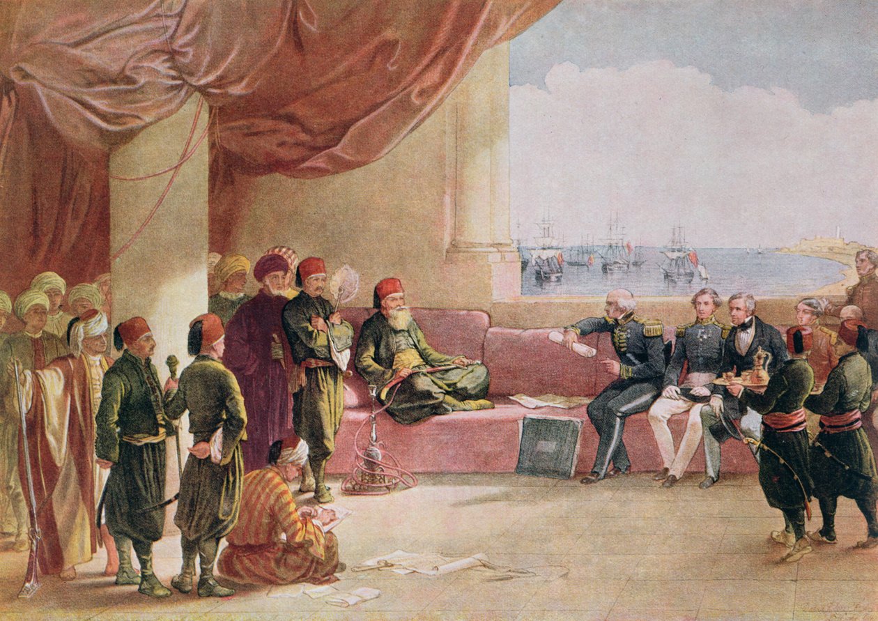 Mohamed Ali riceve inviati dalla Gran Bretagna nel suo palazzo ad Alessandria il 12 maggio 1839 da David Roberts