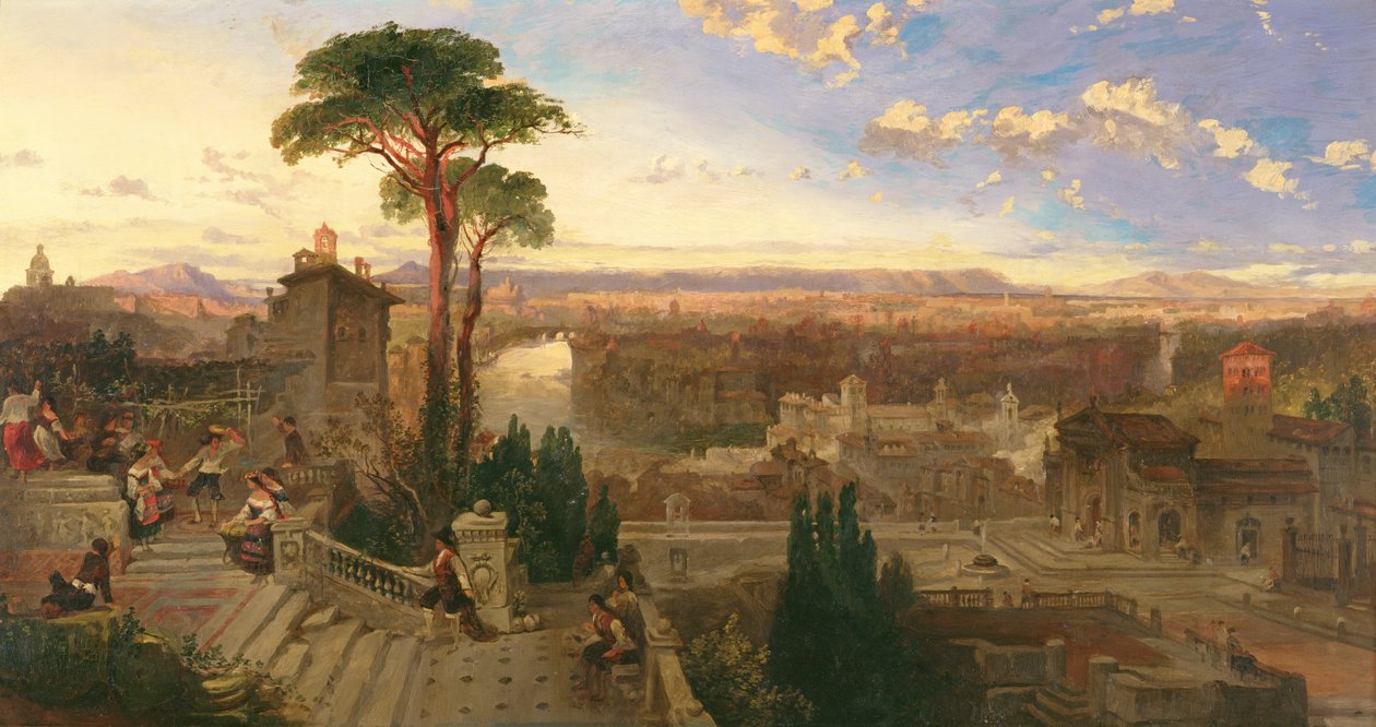 Roma, crepuscolo, vista dal Convento di San Onofrio sul Monte Gianicolo, c.1853-55 da David Roberts