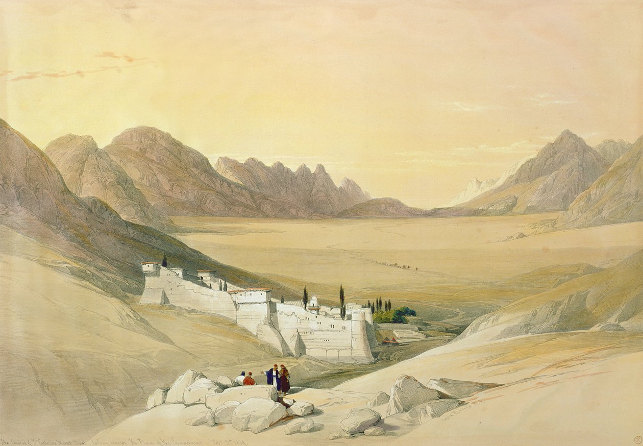 Il convento di Santa Caterina, Monte Sinai, guardando verso la pianura dell