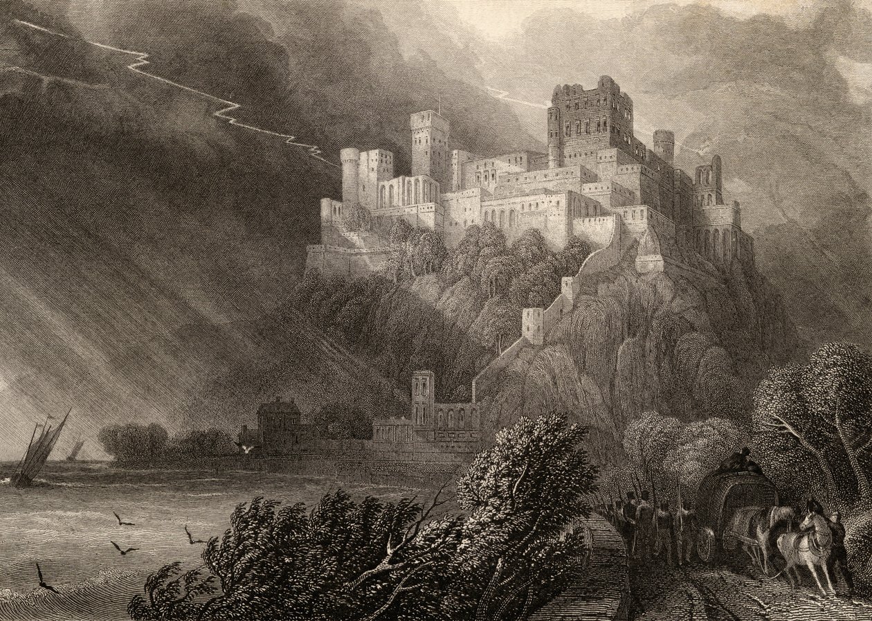 Le rovine di Rheinfels, inciso da W. Radclyffe, illustrazione da 