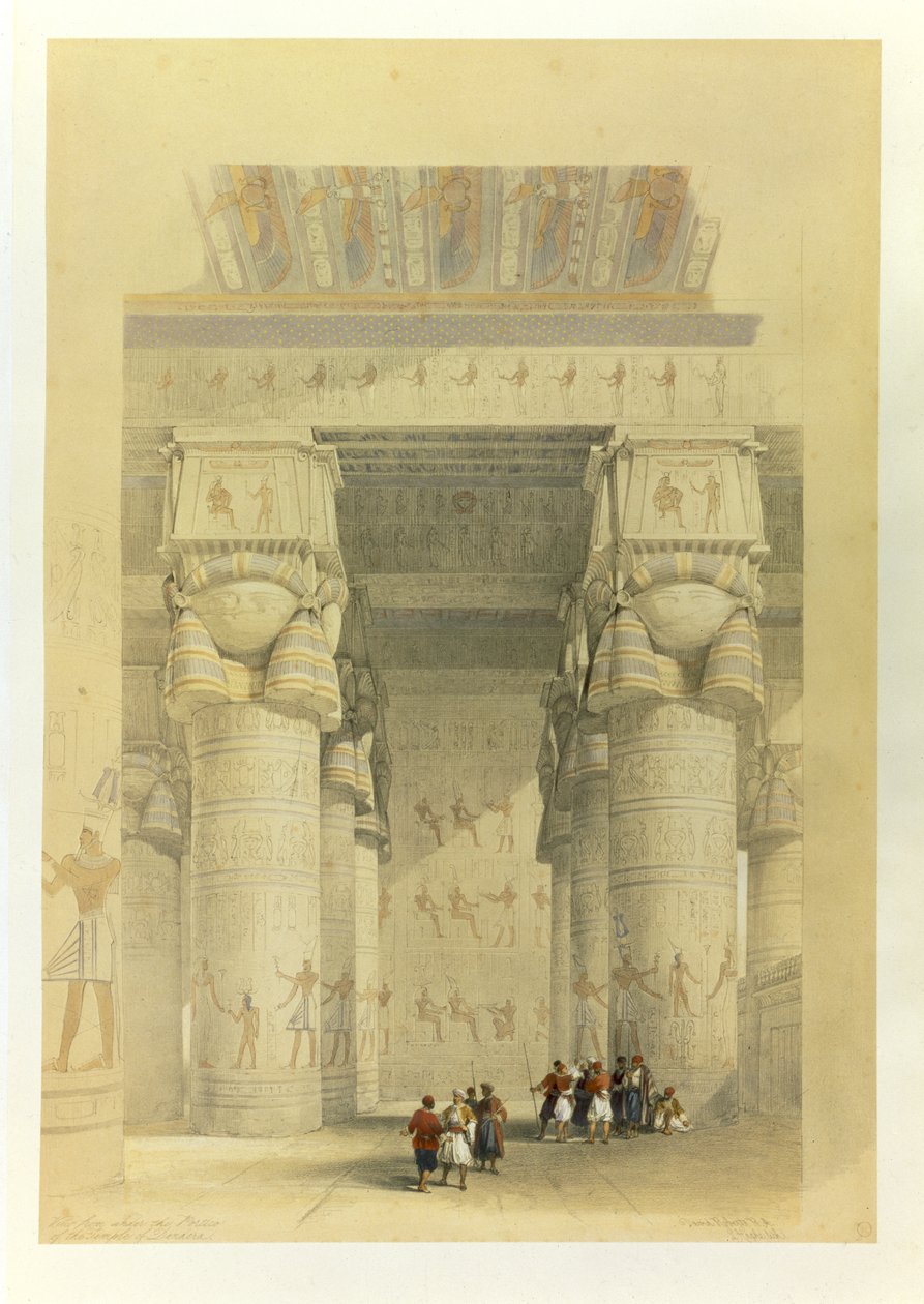 Vista dal portico del tempio di Dendarah, da Egitto e Nubia, Vol.1 da David Roberts
