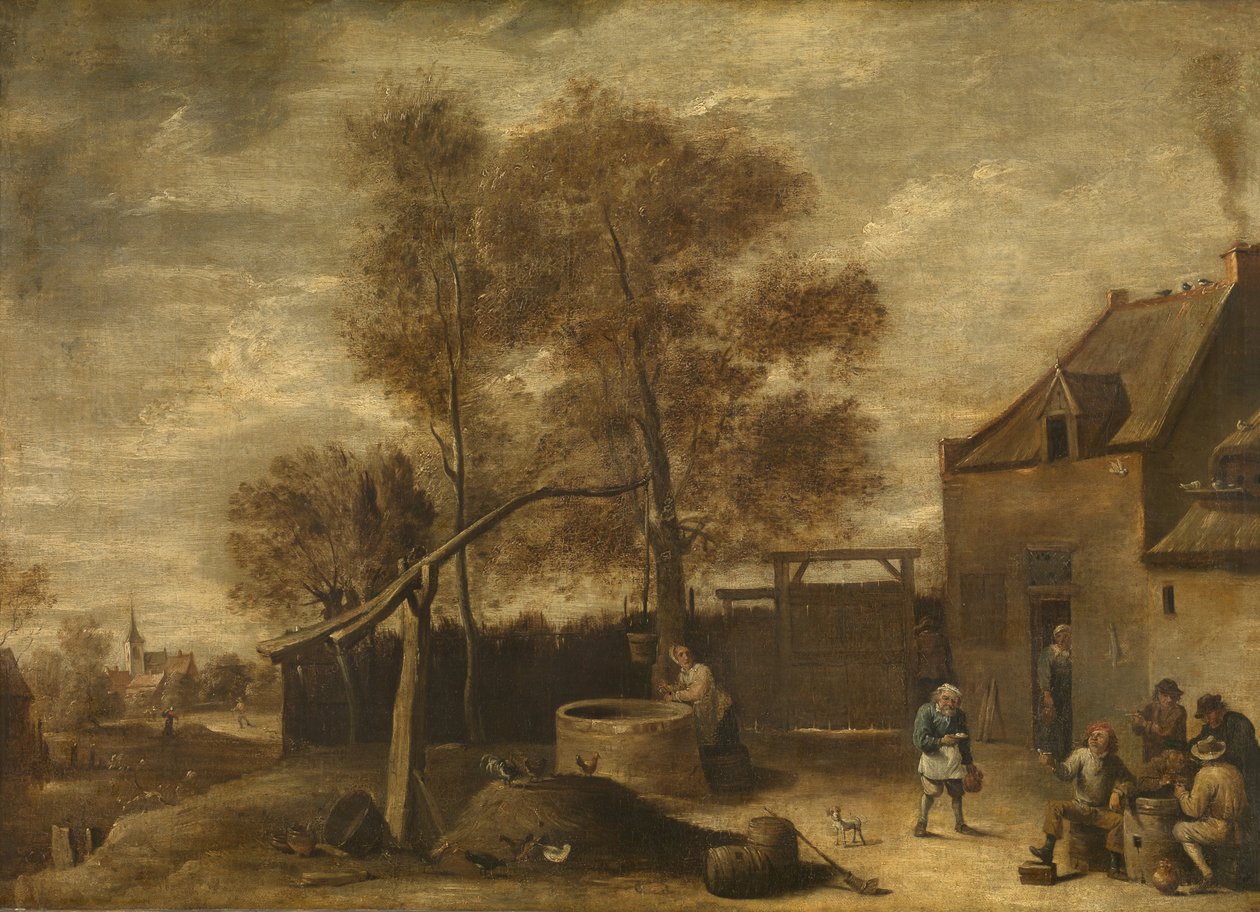 Nel cortile della fattoria da David Teniers the Younger