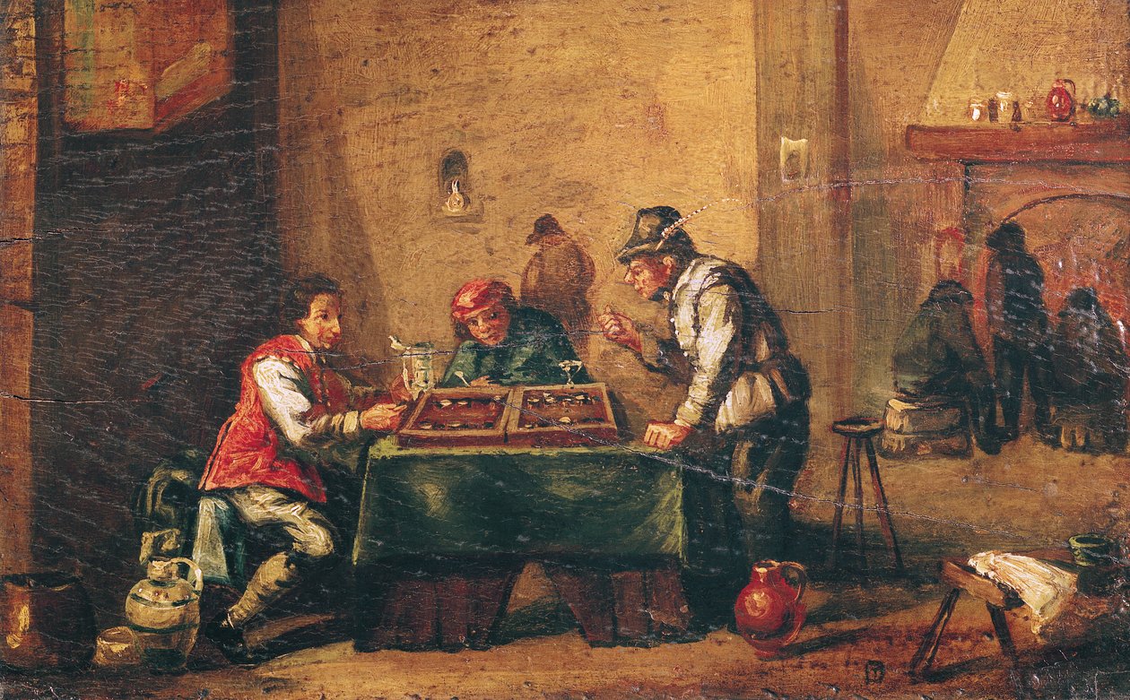 Uomini che giocano a backgammon in una taverna da David Teniers the Younger