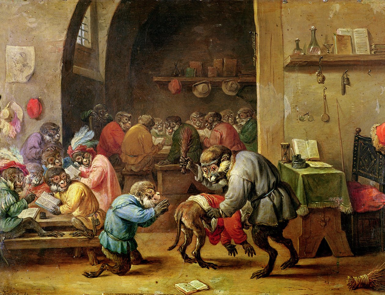 Le Scimmie a Scuola da David Teniers the Younger