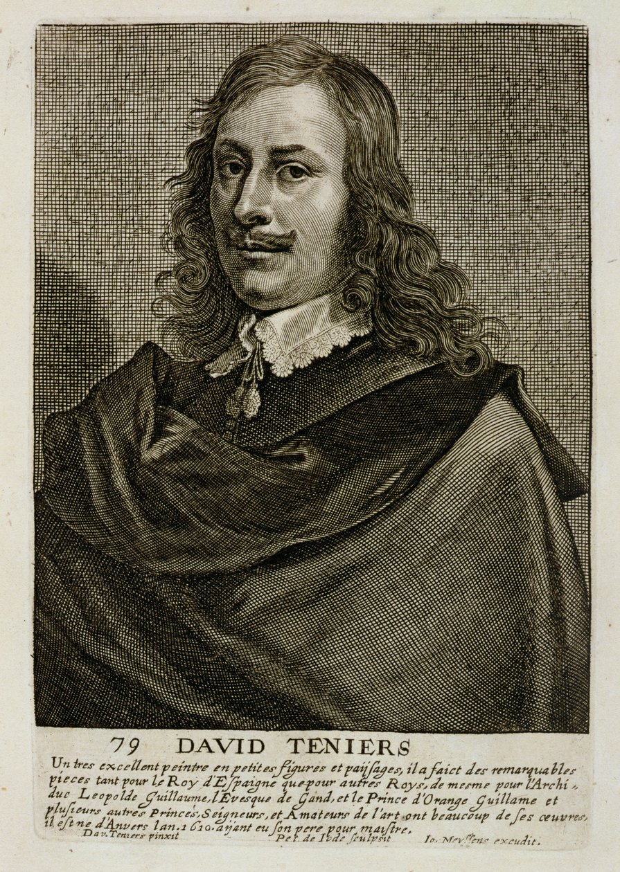 Autoritratto, tavola 79 da una serie di ritratti di artisti, inciso da Pieter de Jode II (1606-p.1674) da David Teniers the Younger