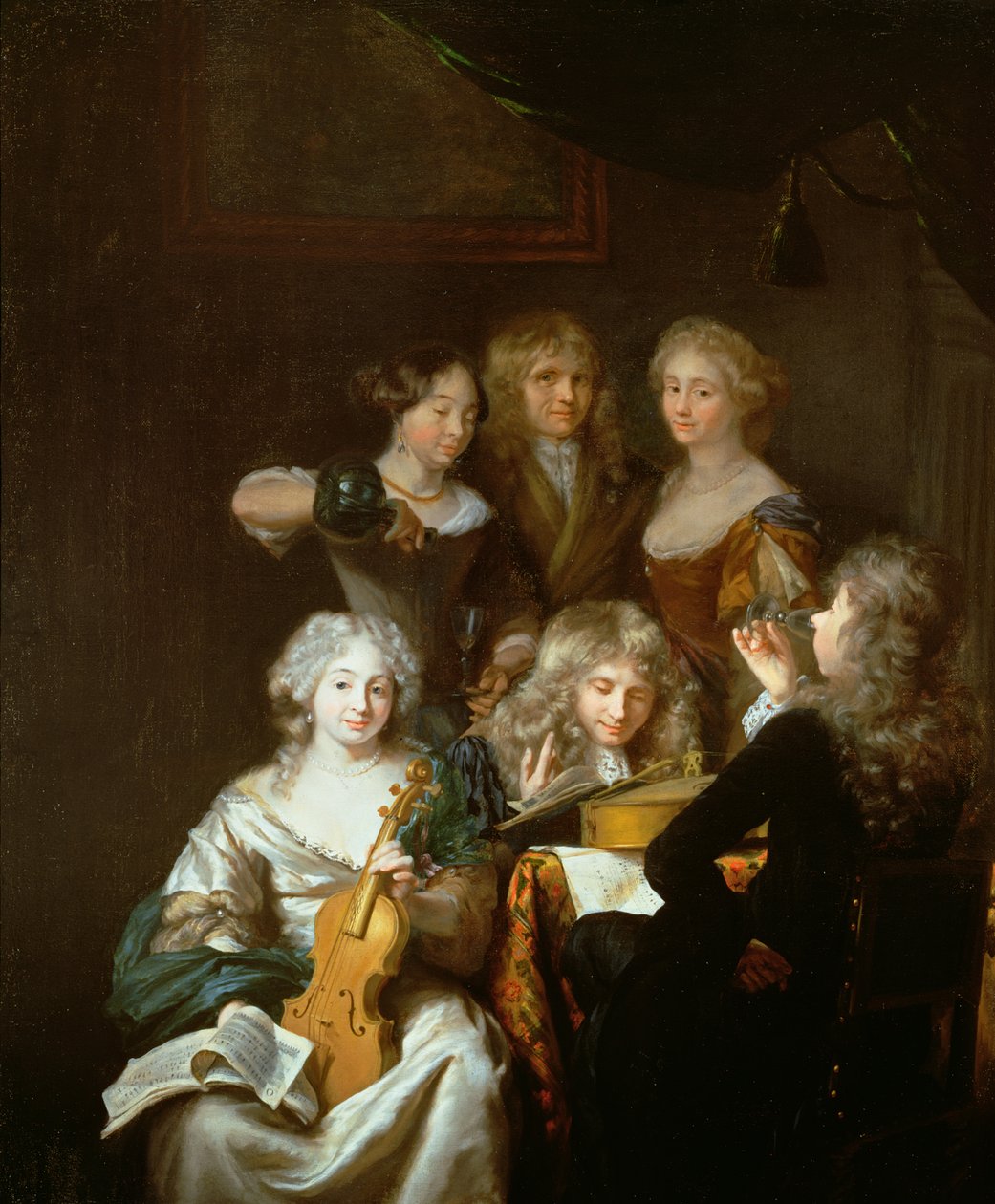 Interno con musicisti da David van der Plaes