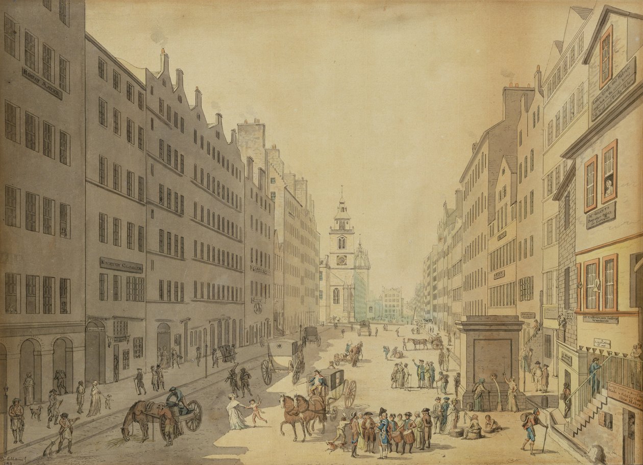 Veduta della High Street di Edimburgo da est, 1793 da David Allan