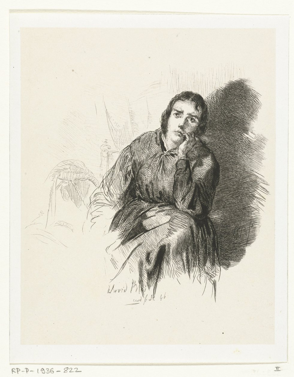 Studio di una donna pensierosa da David Bles