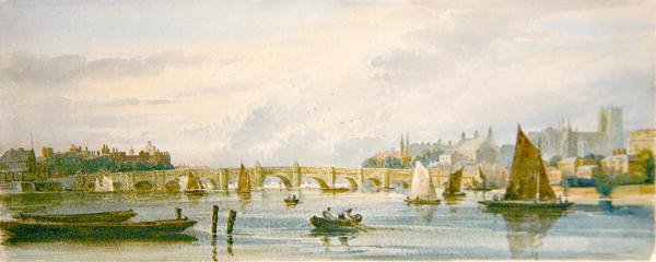 Una vista del ponte di Westminster verso ovest verso Lambeth Palace e l