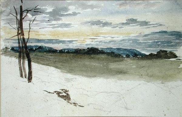 Paesaggio boschivo al tramonto da David Cox