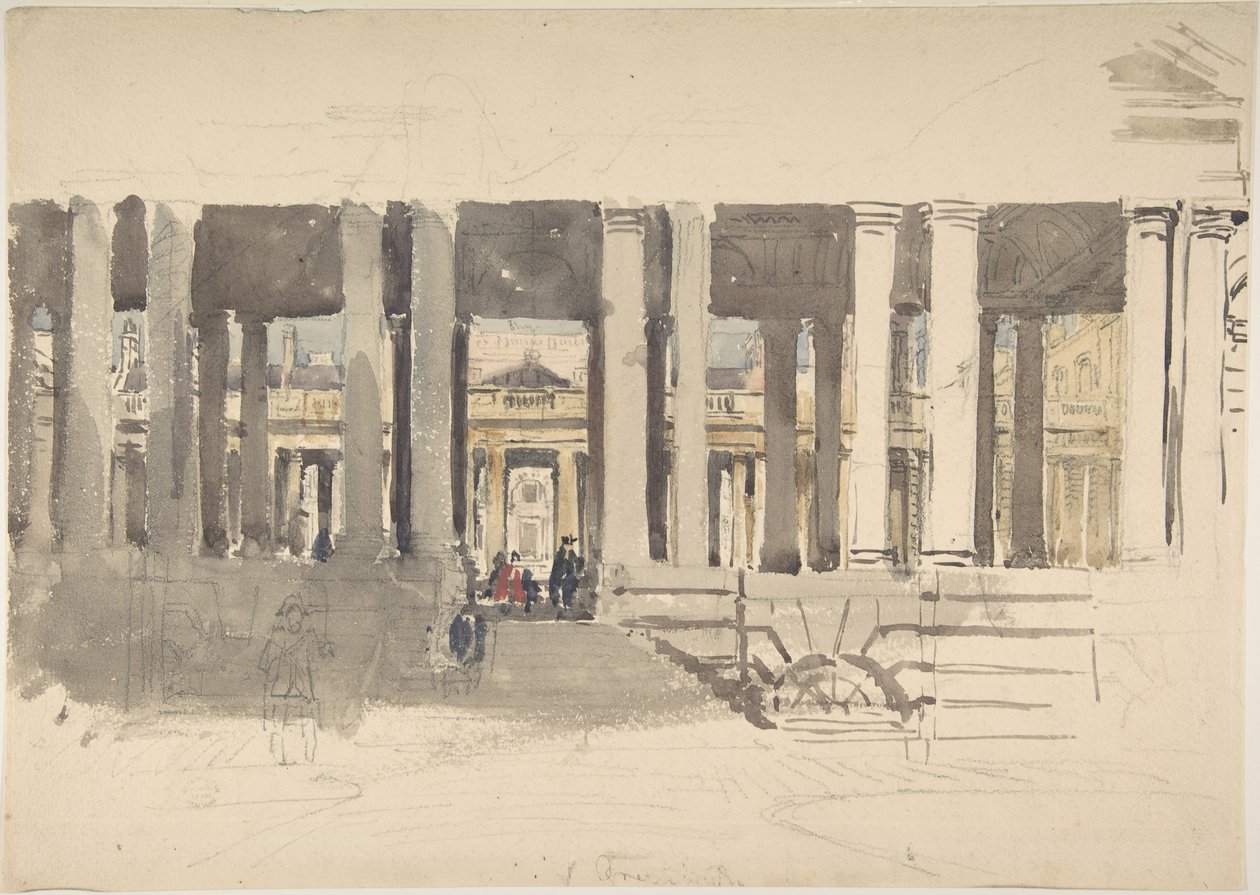 Ospedale di Greenwich (fronte); Studio di un edificio (retro) da David Cox