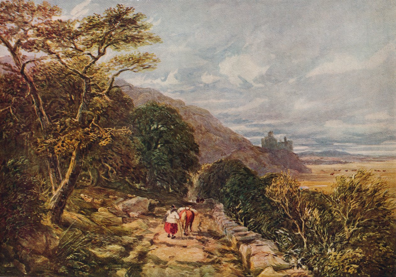 Sentiero di campagna che porta al castello di Harlech, XIX secolo, 1938 da David Cox the elder