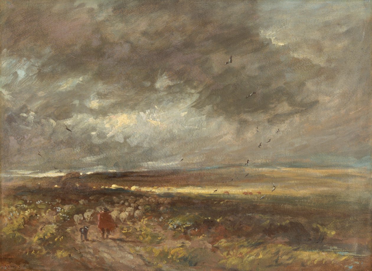 Paesaggio di brughiera: pastore e pecore, ca. 1810 da David Cox the elder