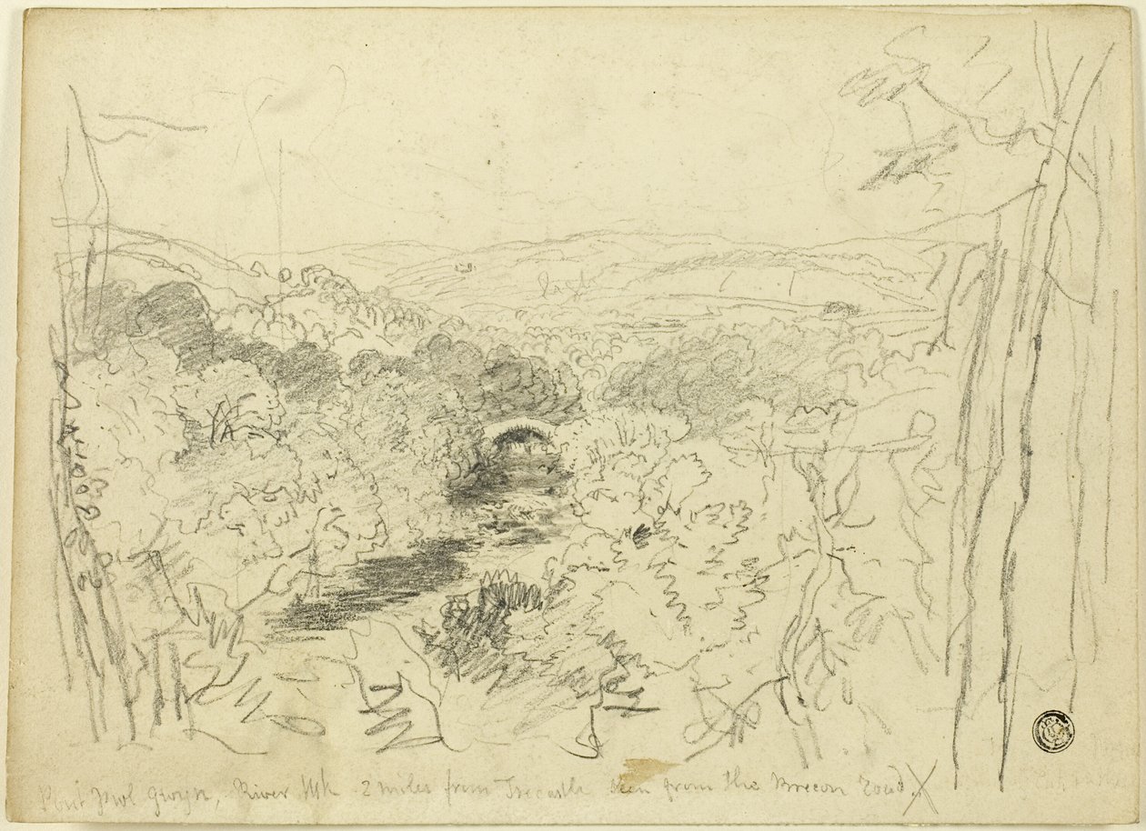 Pont Pwl Gwyn, fiume Usk da David Cox the elder