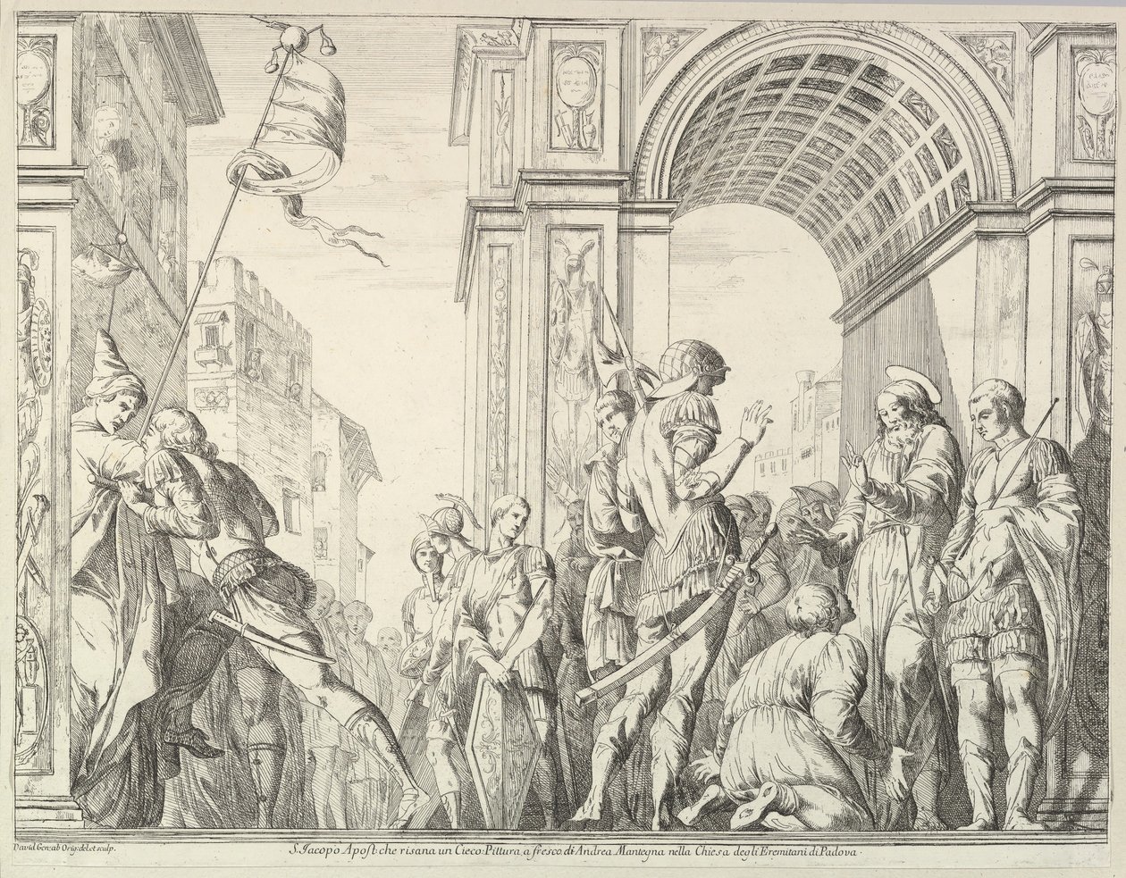 San Giacomo guarisce un cieco, dalla Storia dei Santi Giacomo e Cristoforo nell