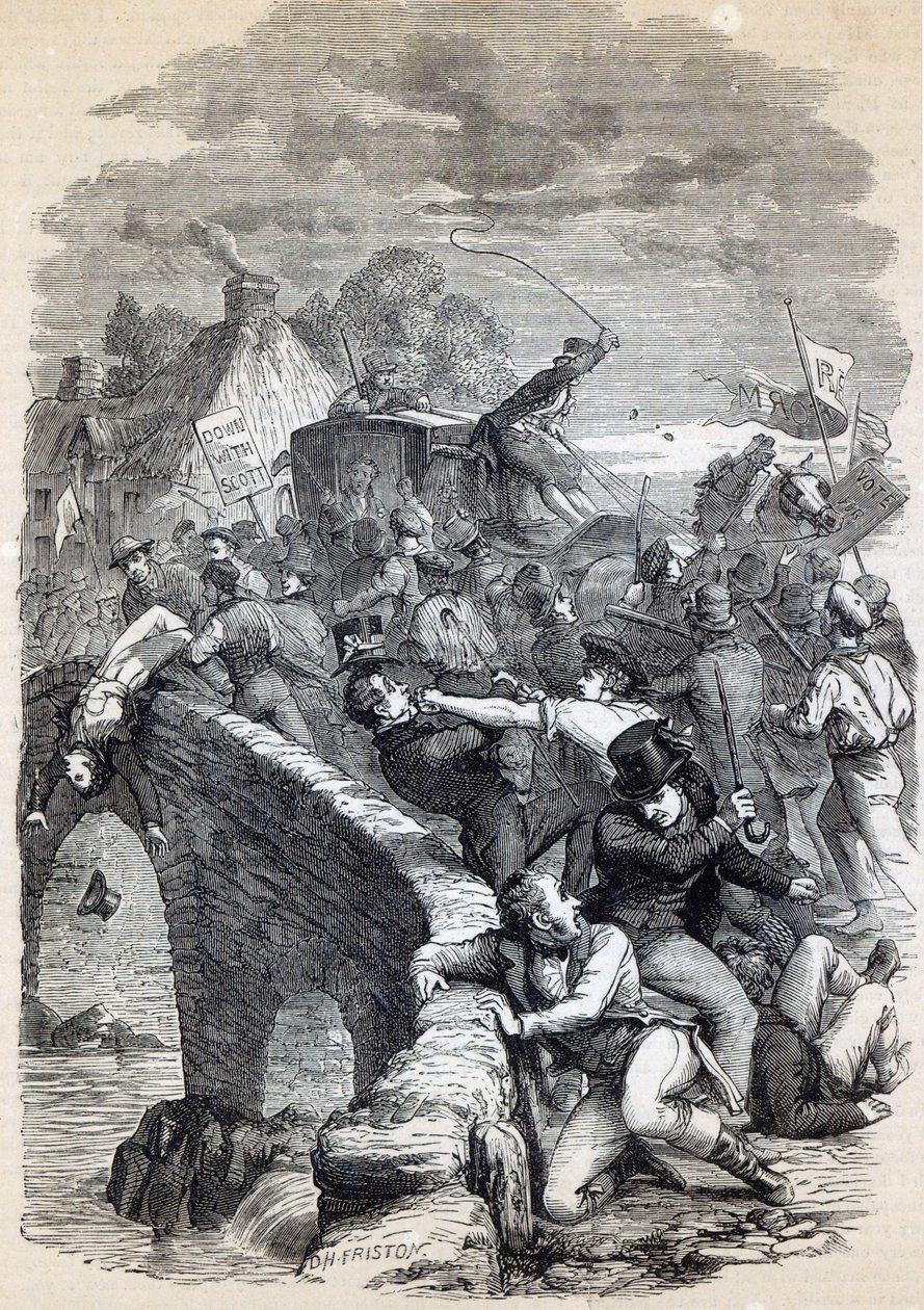 Rivolta elettorale a Hawick, 1837, illustrazione da 