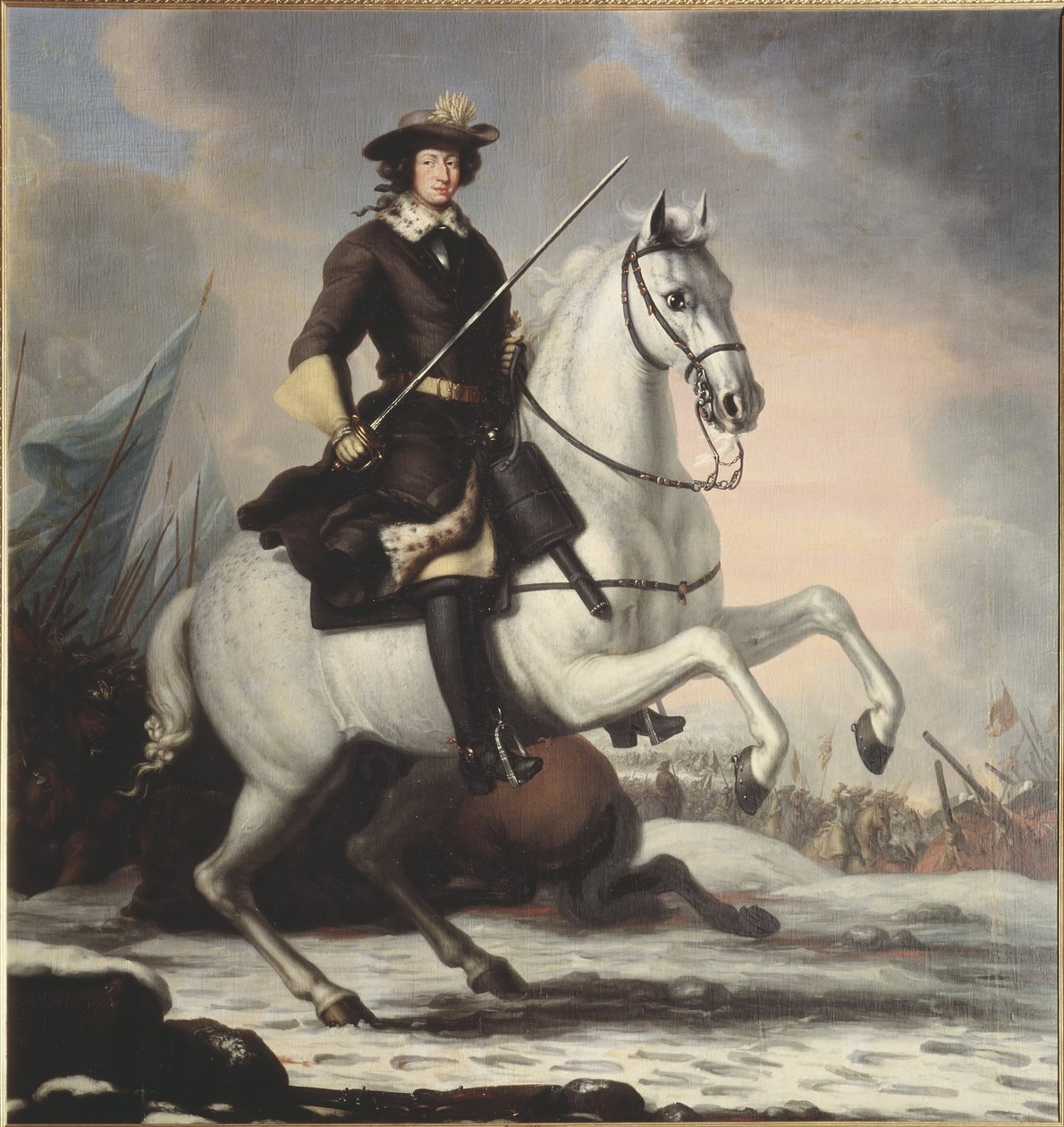 Carlo XI (1655–1697), re di Svezia, conte palatino di Zweibrücken, nella battaglia di Lund del 1676, 1682 da David Klöcker Ehrenstrahl