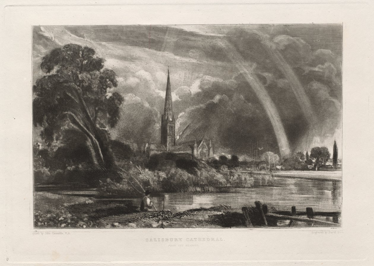 Cattedrale di Salisbury dai Prati Piccola Piastra, 1855 da David Lucas