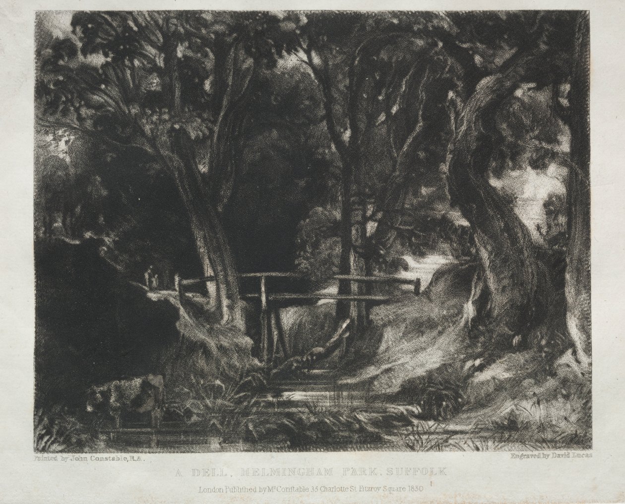 Vari soggetti di paesaggio, caratteristici del paesaggio inglese da quadri dipinti da John Constable, R.A.: Valle nel bosco di Helmingham Park, Suffolk da David Lucas