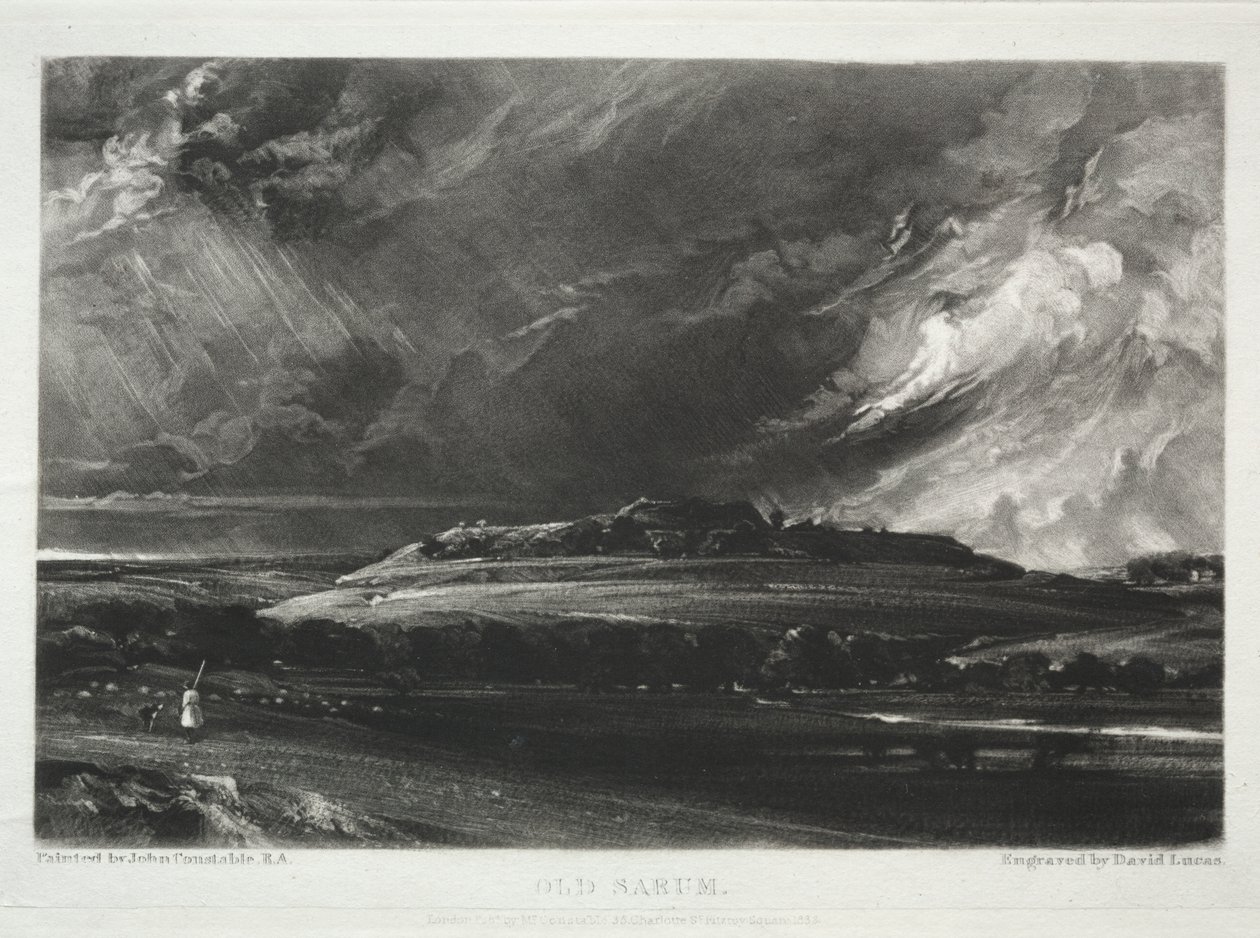 Vari soggetti di paesaggio, caratteristici del paesaggio inglese da quadri dipinti da John Constable, R.A.: Old Sarum da David Lucas