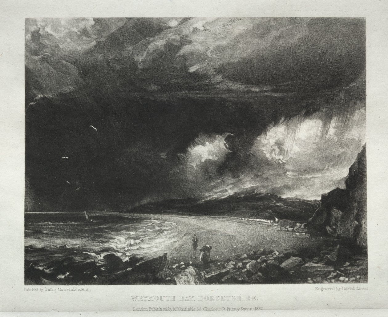 Vari soggetti di paesaggio, caratteristici del paesaggio inglese da dipinti di John Constable, R.A.: Weymouth Bay, Dorsetshire da David Lucas