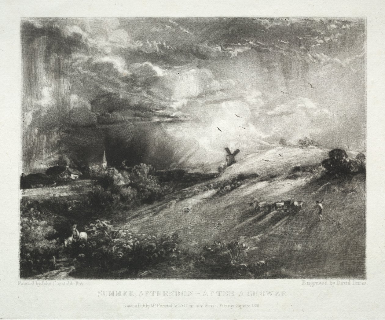 Vari soggetti di paesaggio, caratteristici del paesaggio inglese da dipinti di John Constable, R.A.: Pomeriggio estivo - dopo un acquazzone da David Lucas