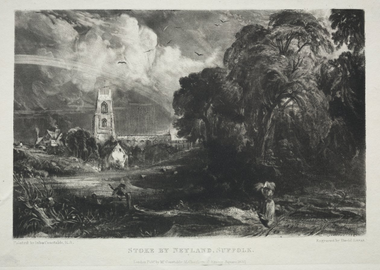 Vari soggetti di paesaggio, caratteristici del paesaggio inglese da dipinti di John Constable, R.A.: Stoke by Neyland, Suffolk da David Lucas