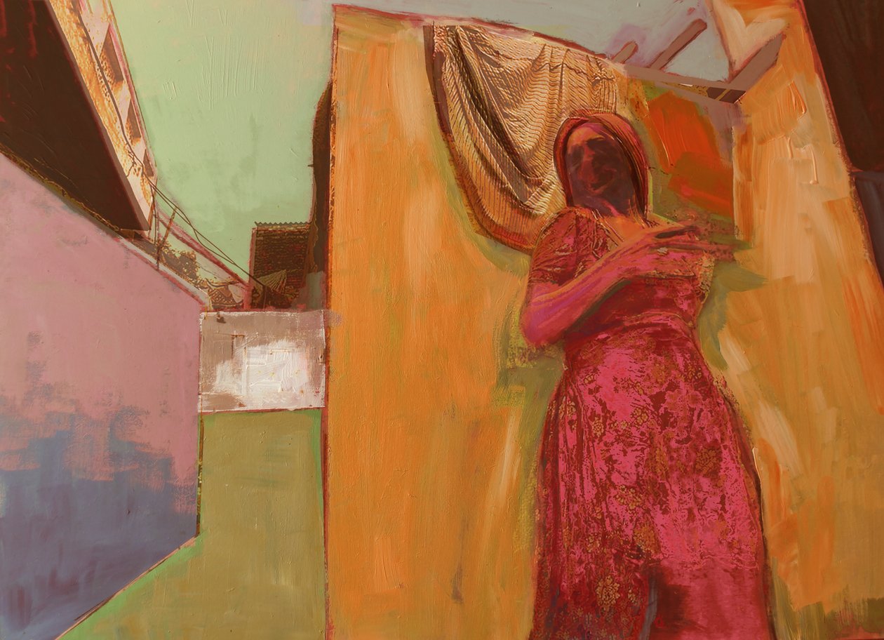 Donna in abito rosa, 2016 da David McConochie