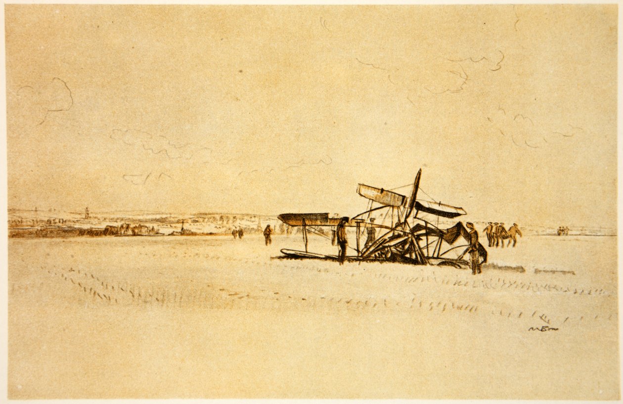 Un aereo distrutto vicino ad Albert, illustrazione da 