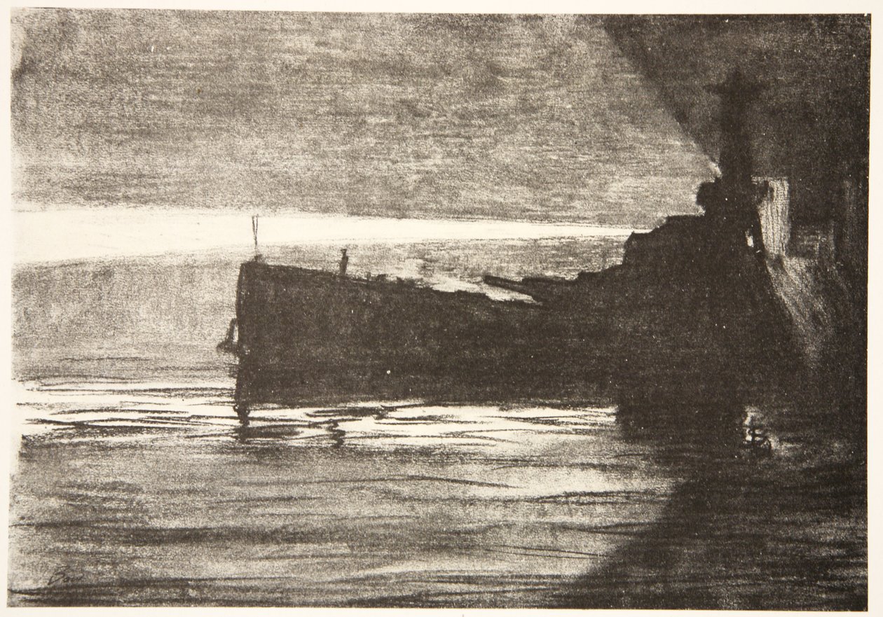 Avvicinamento a una nave da guerra di notte, illustrazione da 