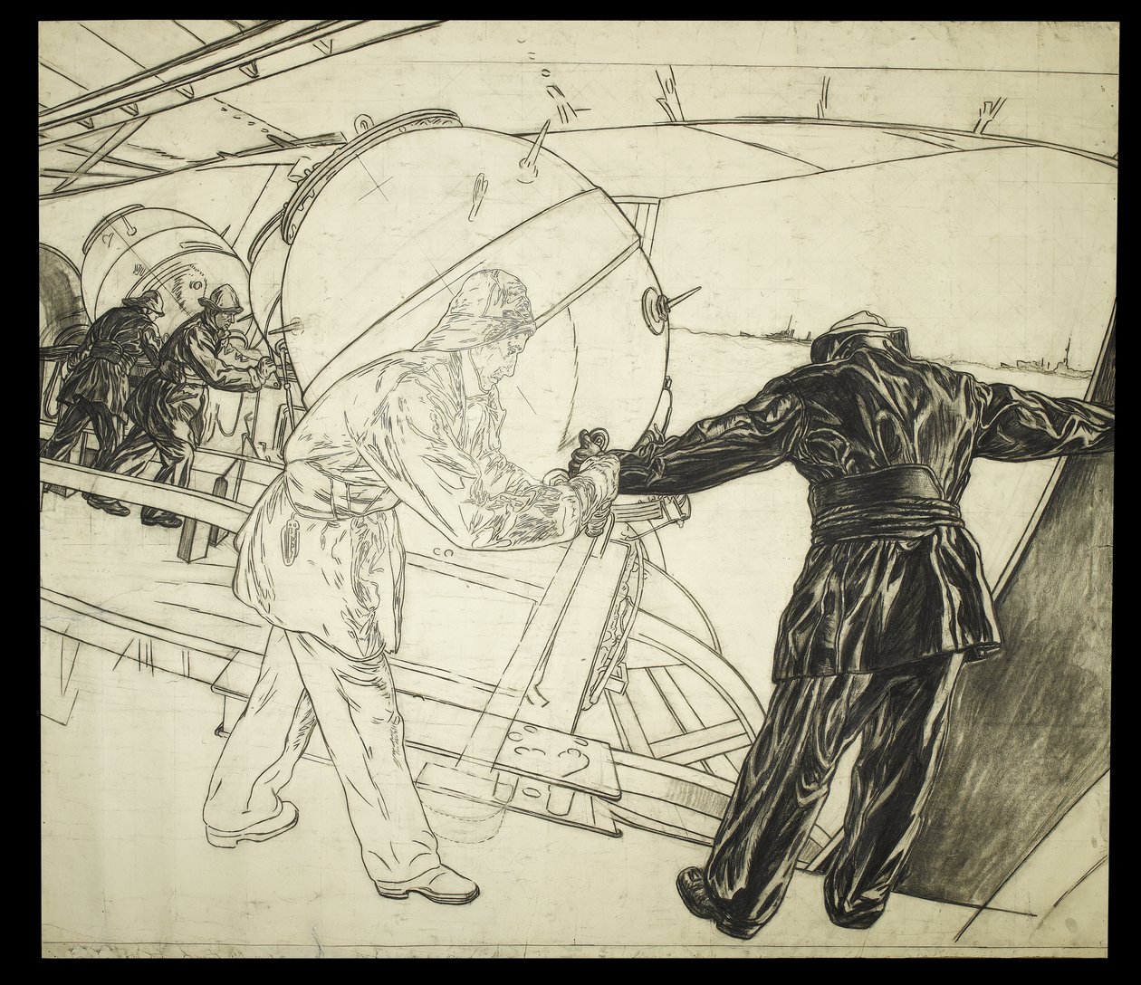 Disegno a grandezza naturale per Winter Mine-Laying off Iceland, c.1942 da David Muirhead Bone