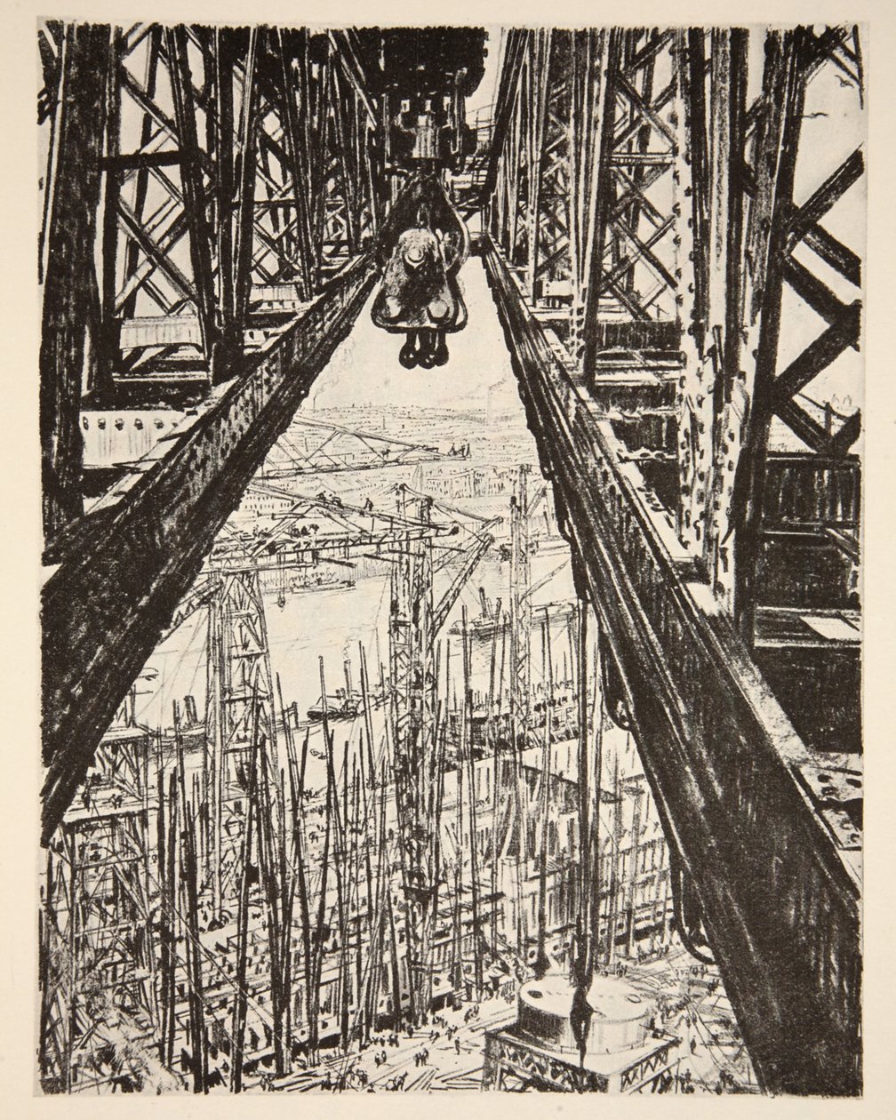 Cantiere navale visto dalla Grande Gru, illustrazione da 