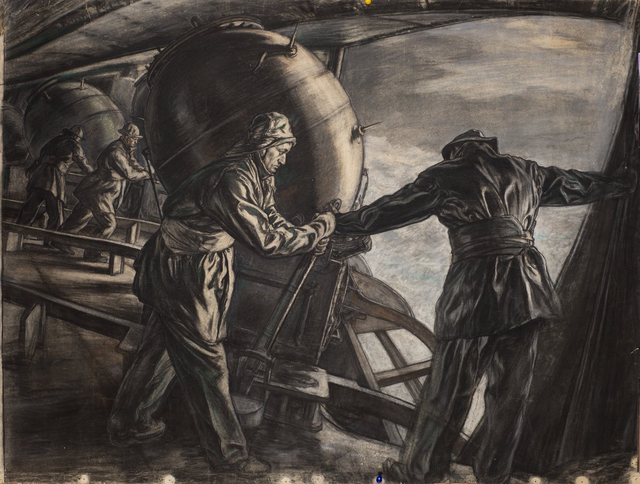 Studio per Winter Mine-Laying off Iceland, c.1942 da David Muirhead Bone