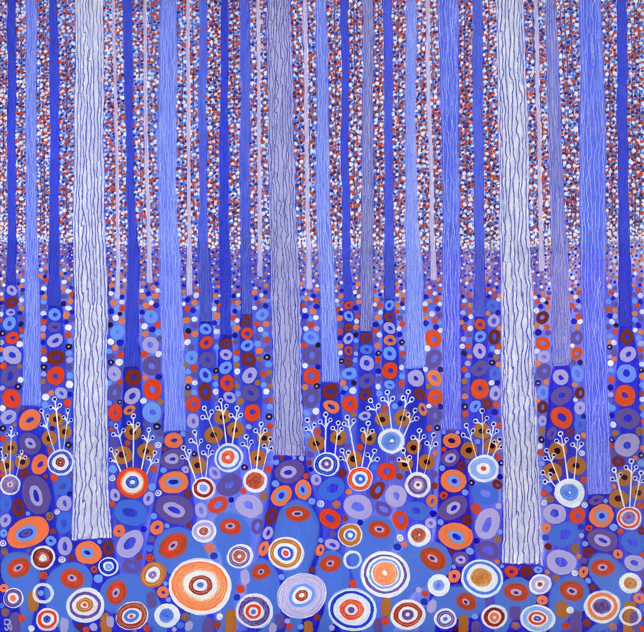 Foresta blu-arancio, 2015 (acrilico su tela) da David Newton