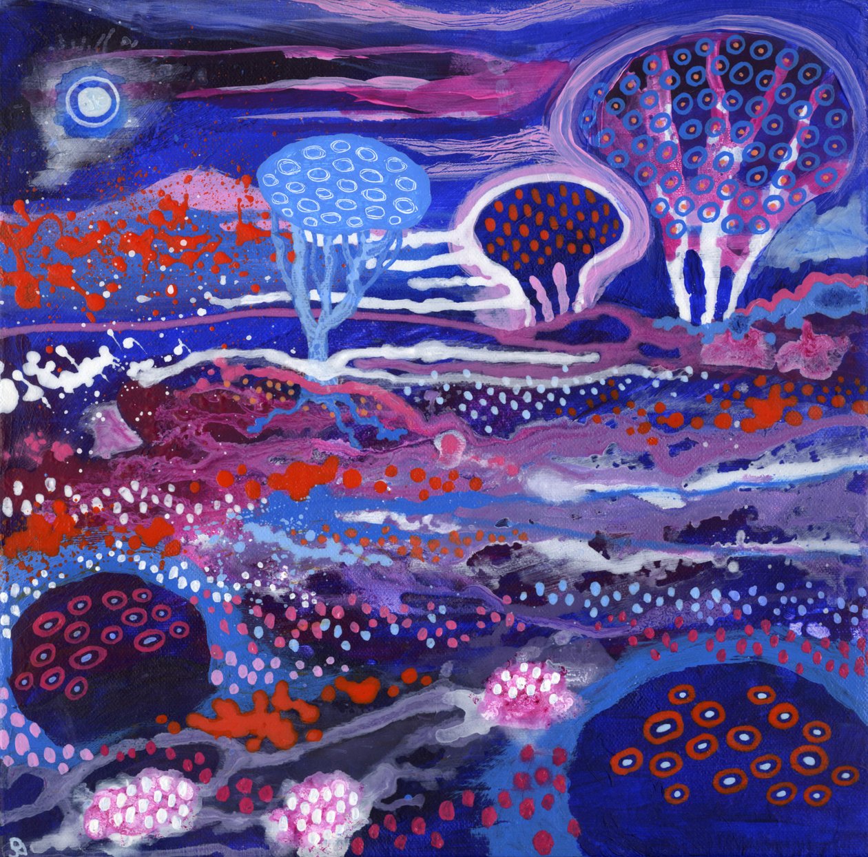 Giardino cosmico, 2017(acrilico su tela) da David Newton