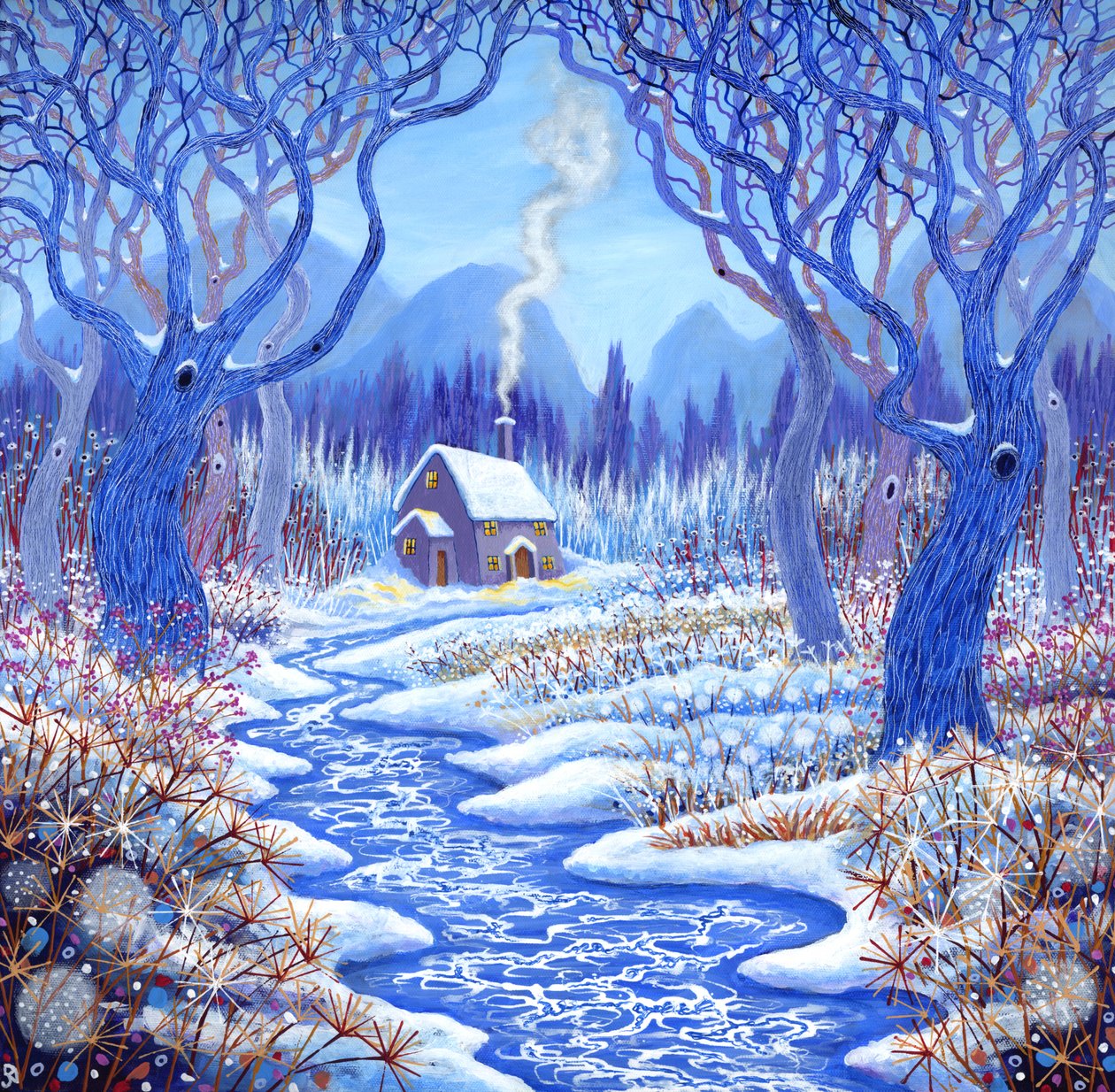 Winterberries, 2017 (acrilico su tela) da David Newton