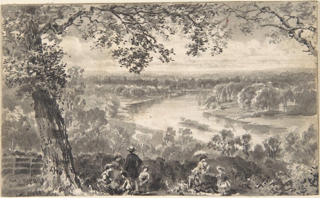 Veduta del Tamigi con figure in primo piano da David Octavius Hill