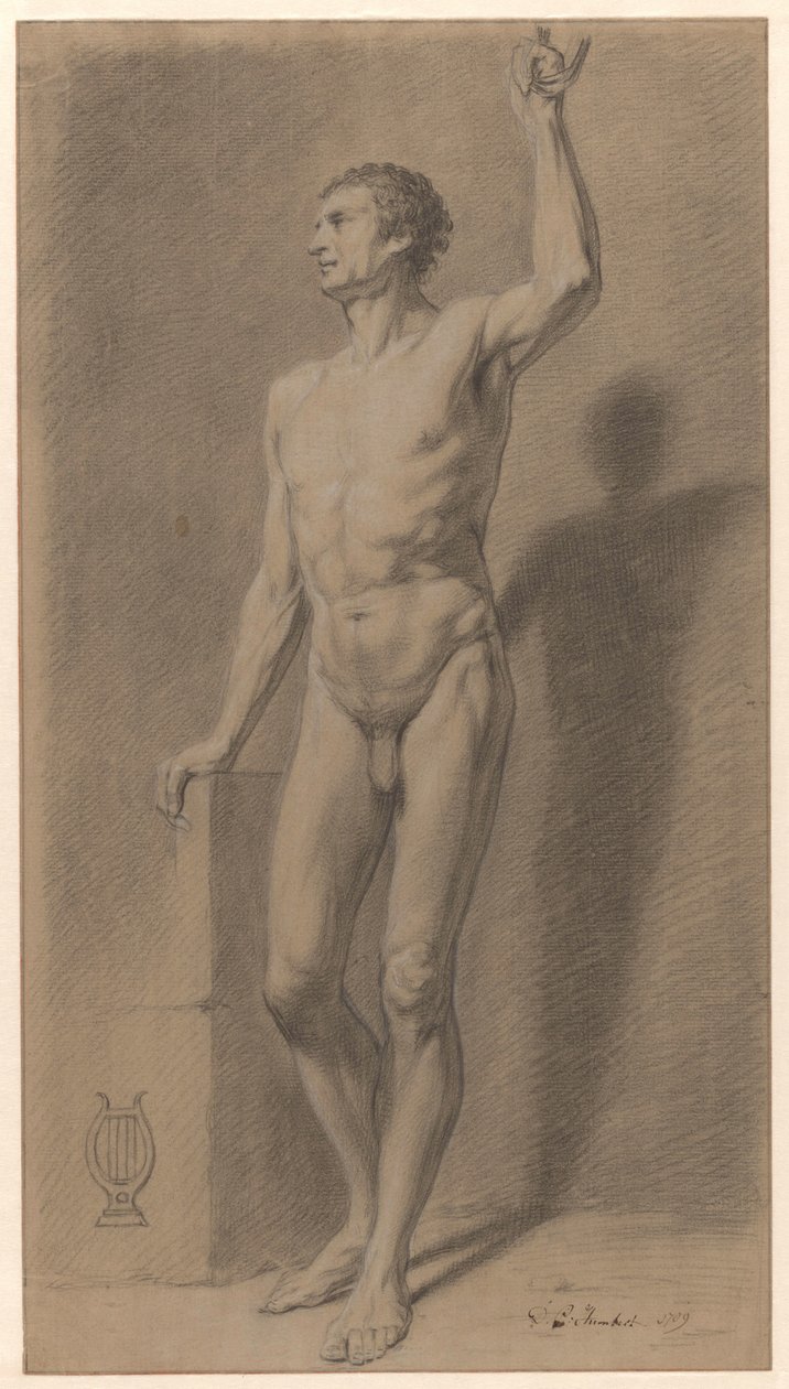 Nudo maschile in piedi; studio accademico da David Pièrre Giottino Humbert de Superville