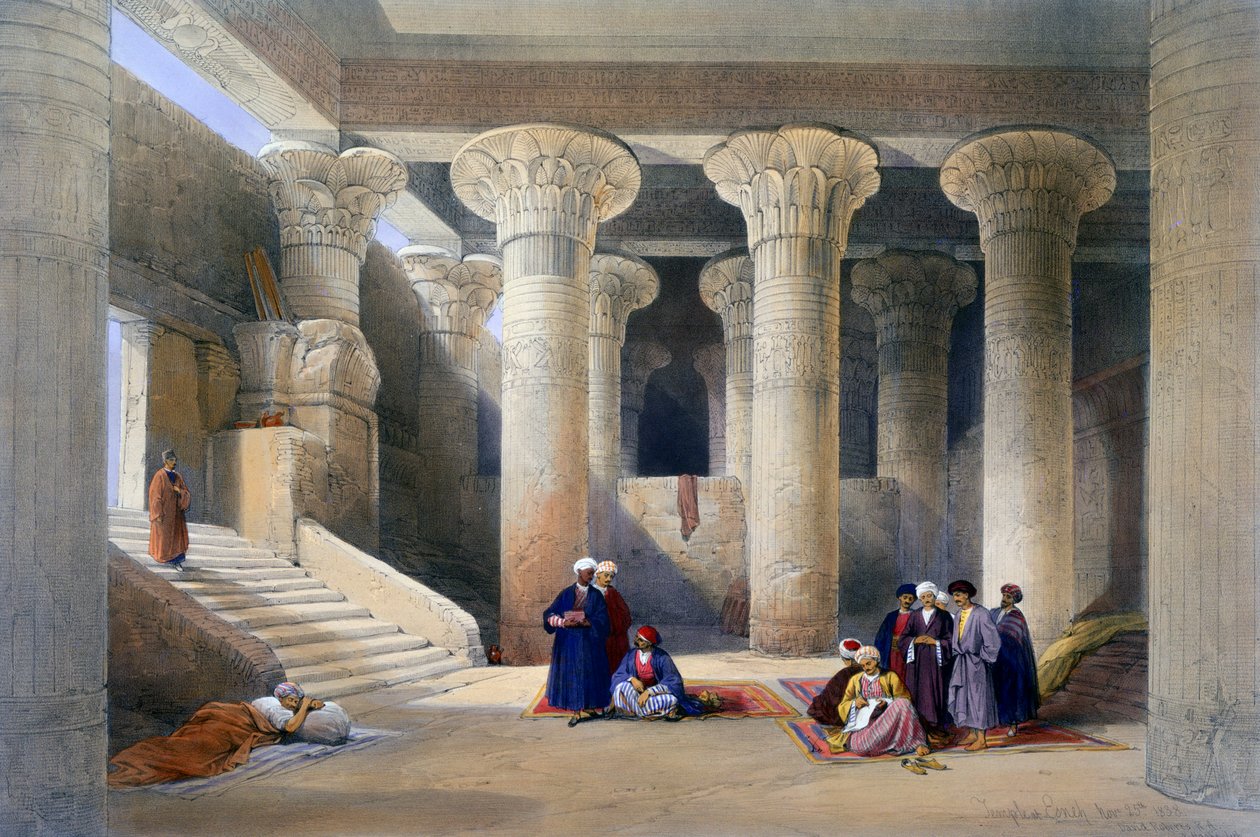 Interno del Tempio di Esna, Alto Egitto da David Roberts, Louis Haghe