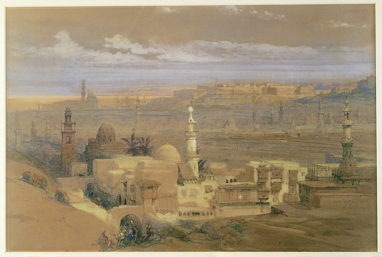 Veduta del Cairo (acquerello e gouache) da David Roberts