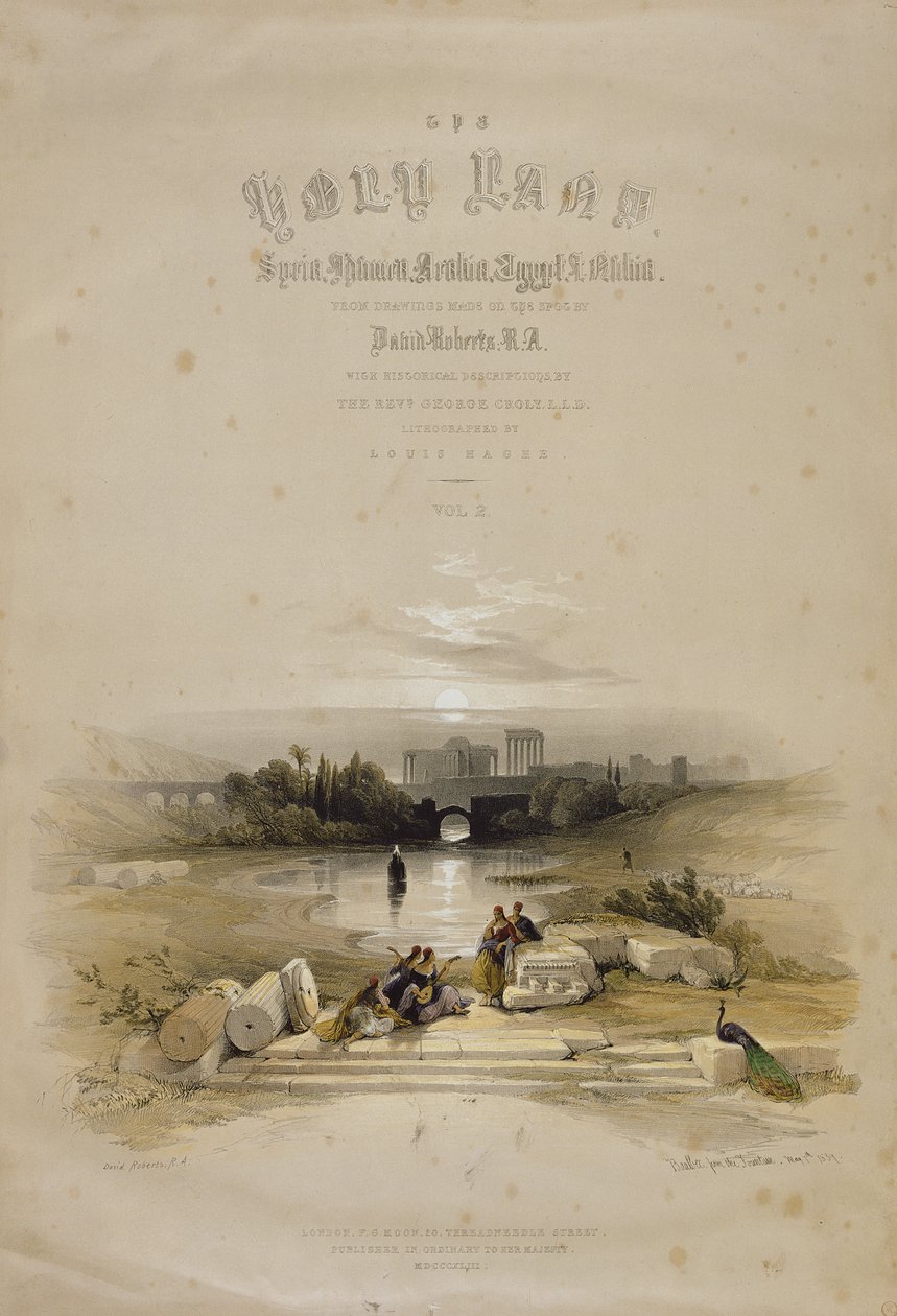 Baalbec dalla fontana, 7 maggio 1839, pagina del titolo del Volume II di 