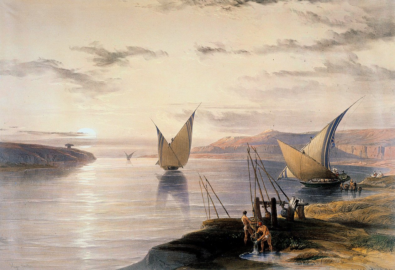 Barche sul Nilo, c1838-1839 da David Roberts