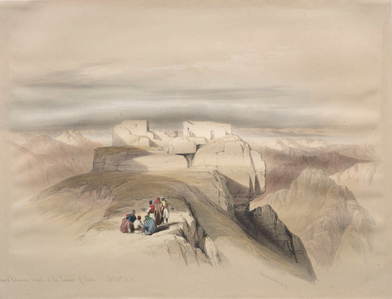 Cappelle cristiane e musulmane sulla cima del Sinai da David Roberts