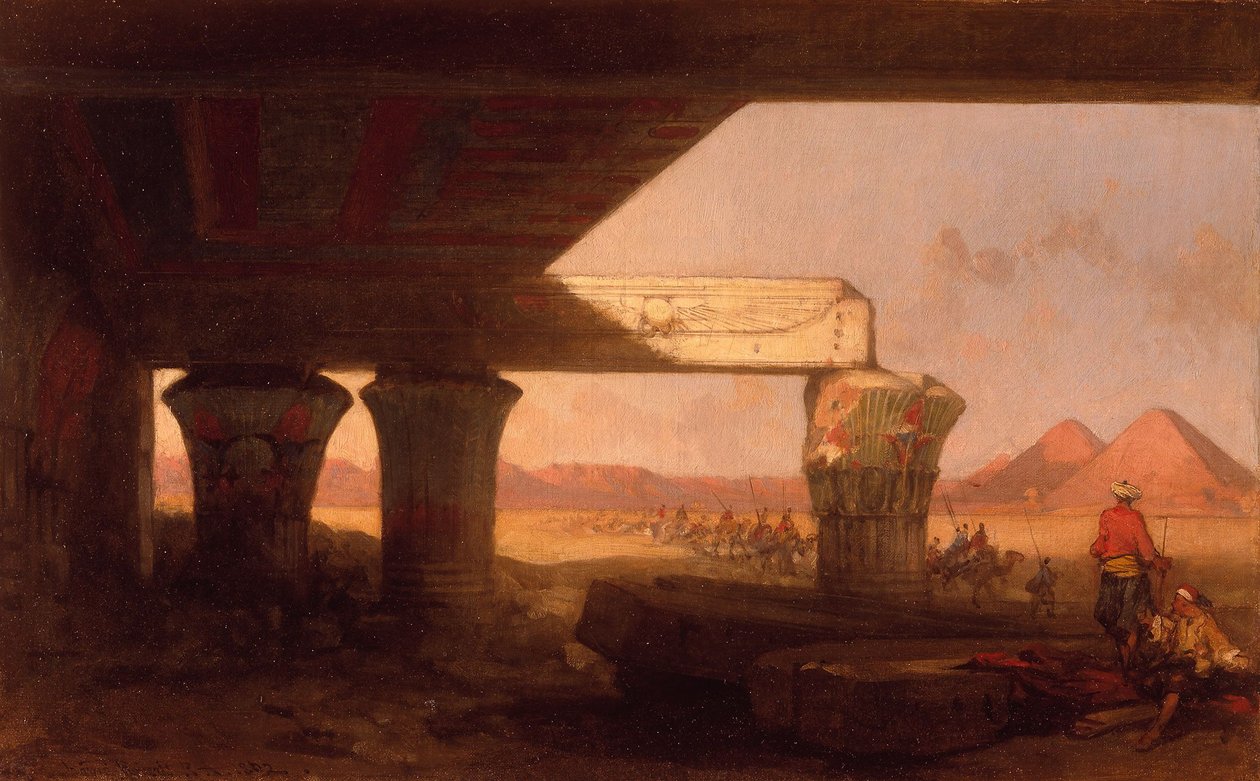 Paesaggio egiziano con vista lontana sulle piramidi da David Roberts
