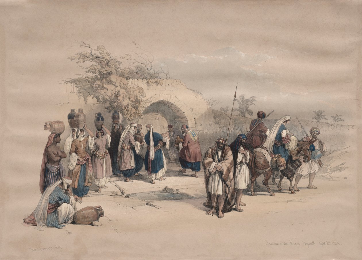 Fontana della Vergine, Nazareth, 1839 da David Roberts