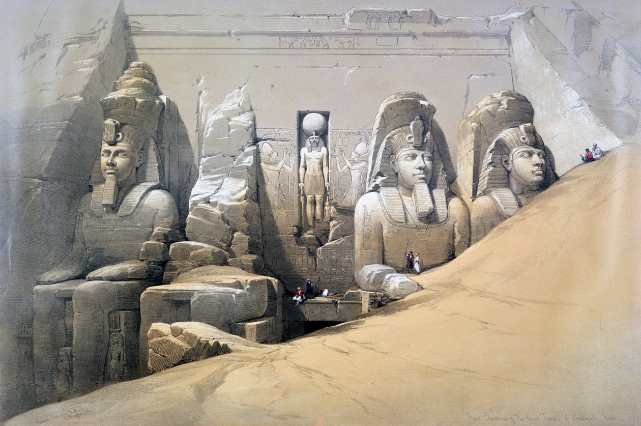 Elevazione frontale del Grande Tempio di Abu Simbel, Nubia, XIX secolo da David Roberts