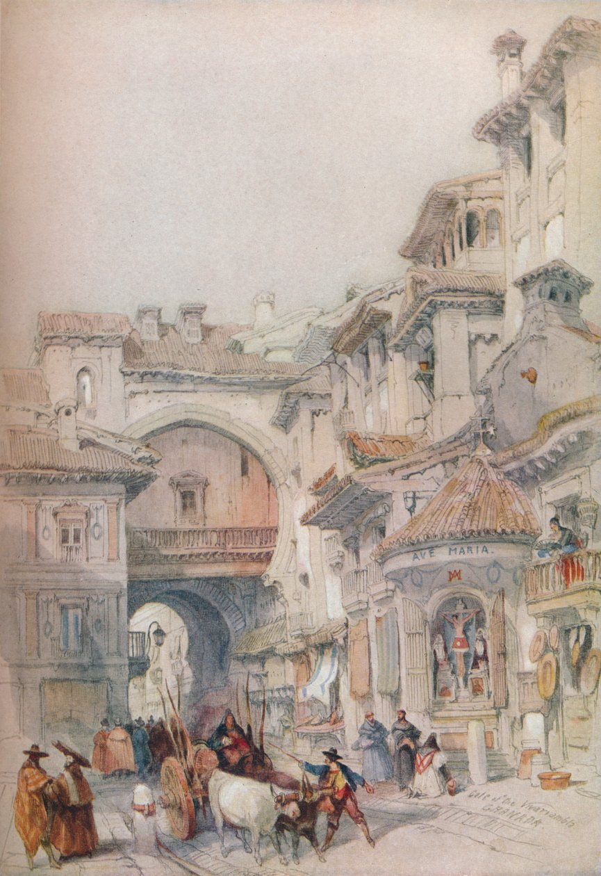 Porta della Vivarrambla, Granada, 1830, 1930 da David Roberts