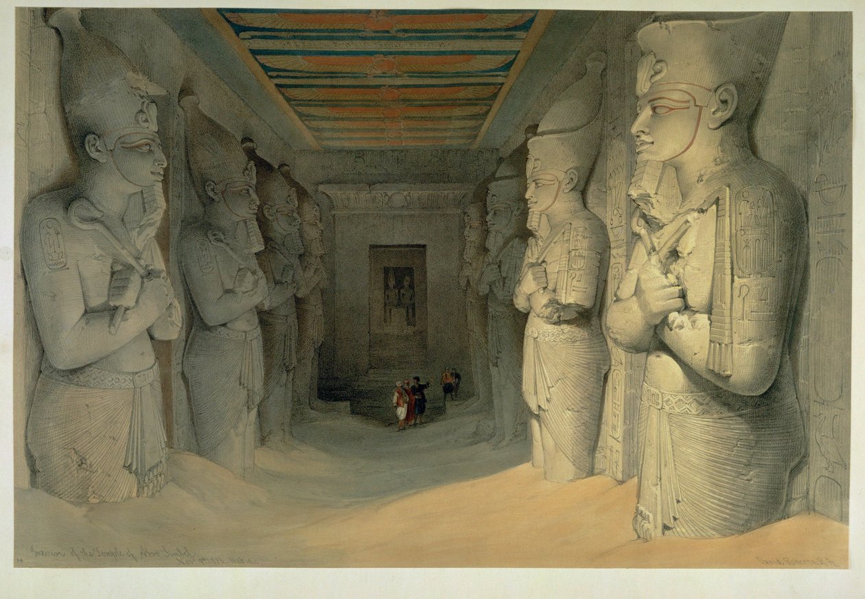 Interno del grande tempio di Abu Simbel da David Roberts