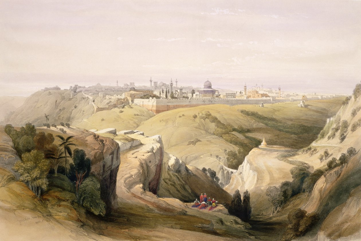 Gerusalemme dal Monte degli Ulivi, 8 aprile 1839 da David Roberts
